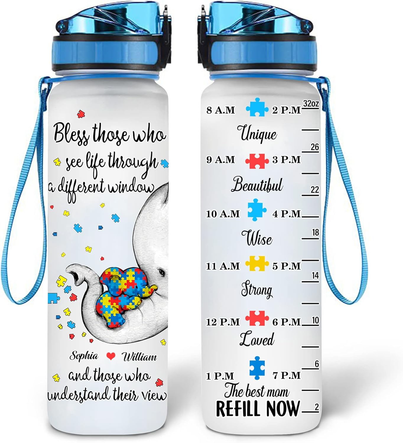 Bless Those Who See Life Through - Personalized Water Tracker Bottle 32oz