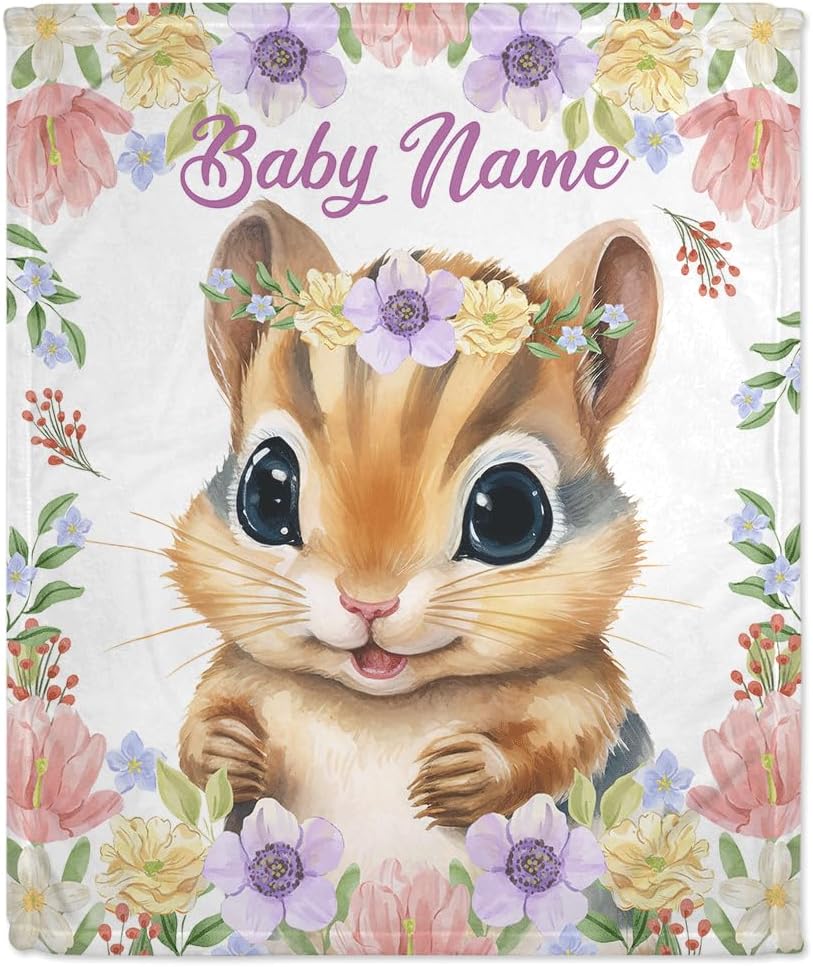 Squirrel Baby Blanket - Personalized Blanket