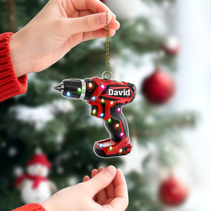 Hand Tool Power Cut Acrylic Ornament – Personalized Christmas Gift for Mechanic, Dad, or Worker – Unique Garage Decor Keepsake
