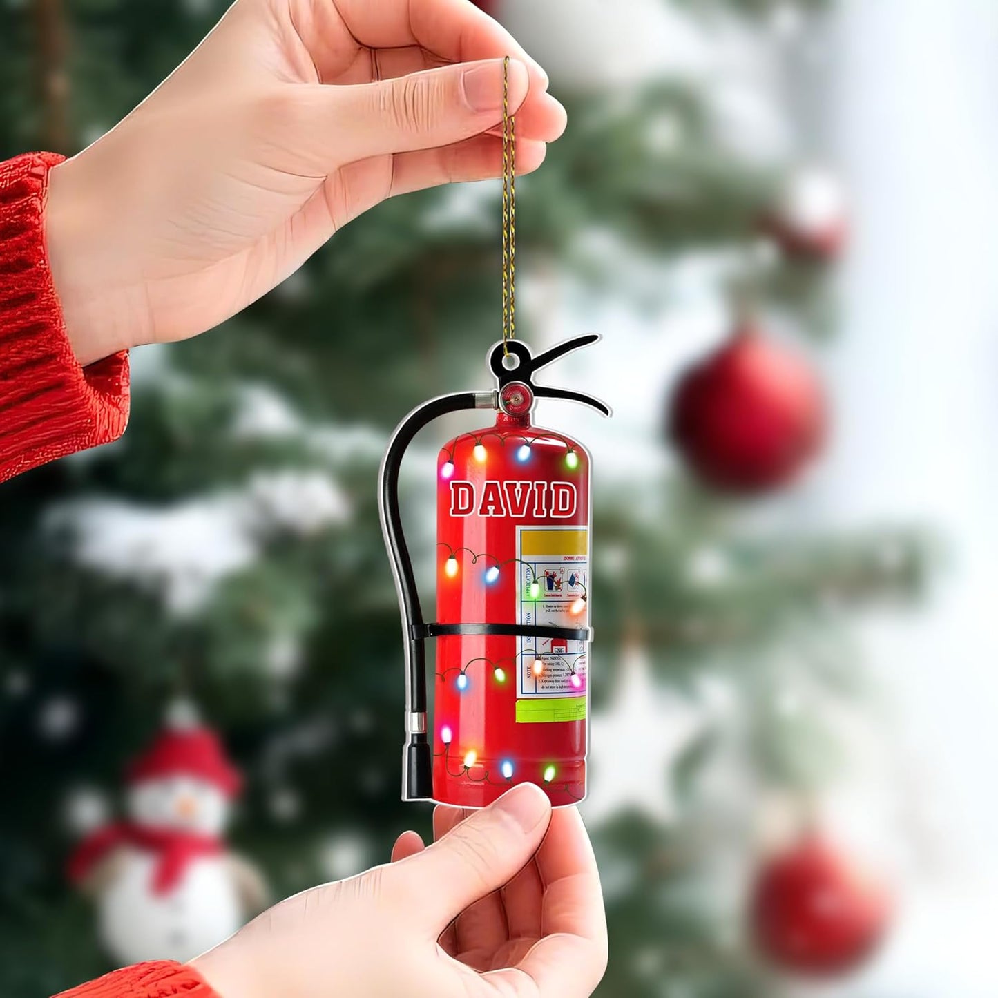 Fire Extinguisher Cut Acrylic Ornament – Personalized Christmas Gift for Firefighter, EMT, or Fire Department Member