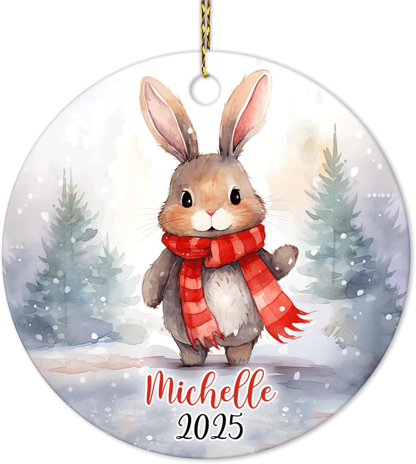 Baby Bunny First Christmas Ceramic Ornament – Personalized 2025 Keepsake Gift for Newborn Boy or Girl and New Parents