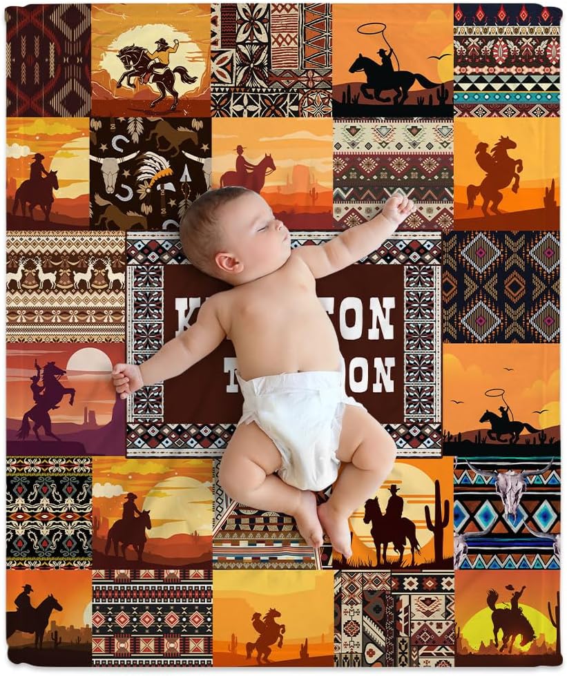 Wild West Cowboy Baby Blanket - Personalized Blanket