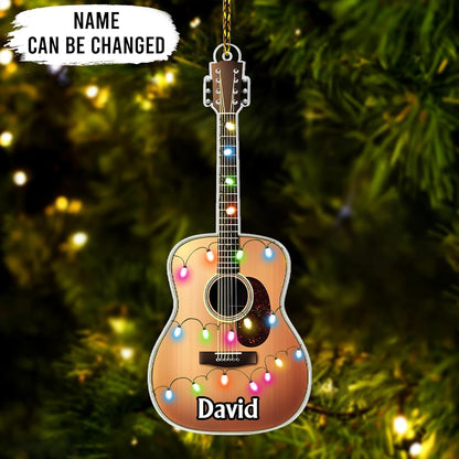 Acoustic Guitar Cut Acrylic Ornament – Personalized Christmas Gift for Guitarist, Music Teacher, or Songwriter
