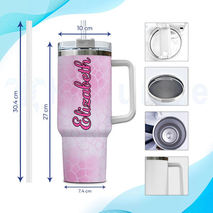 Cute Giraffe Tumbler 40oz – Personalized Stainless Steel Insulated Travel Cup with Handle & Straw – Stylish Gift for Giraffe Lovers