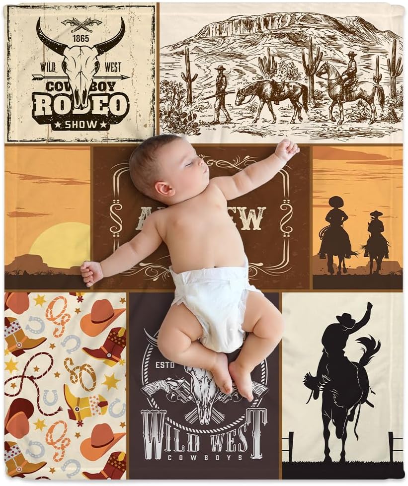 Wild West Cowboy Baby Blanket - Personalized Blanket