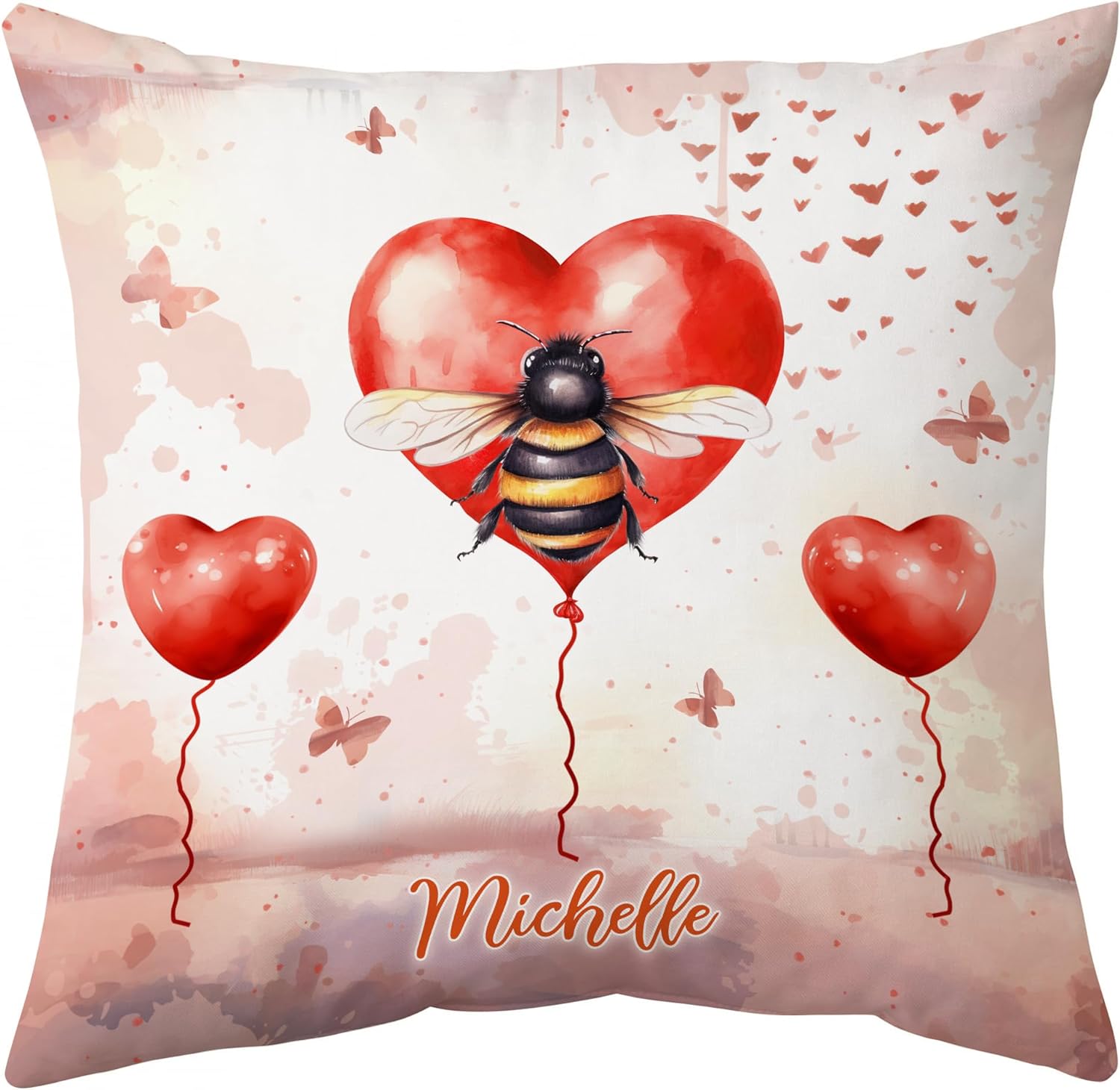 Bee Valentine Pattern - Personalized Pillow (Insert Included)