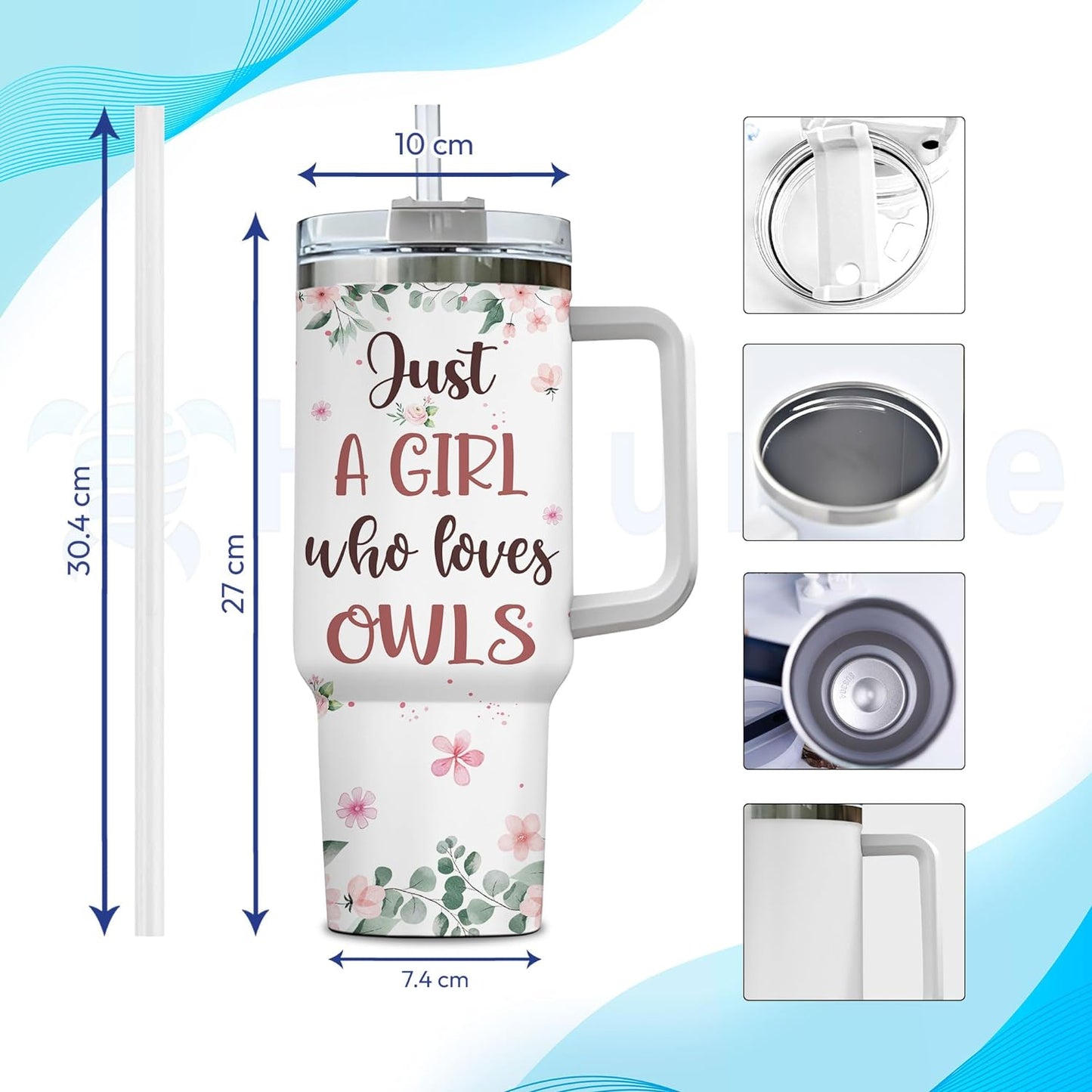 Just A Girl Who Loves Owl - Personalized Tumbler 40oz with Straw