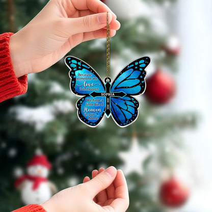 Blue Butterfly Memorial Cut Acrylic Ornament – Personalized Remembrance Gift with Custom Name and Years for Loss of Loved One, Bereavement