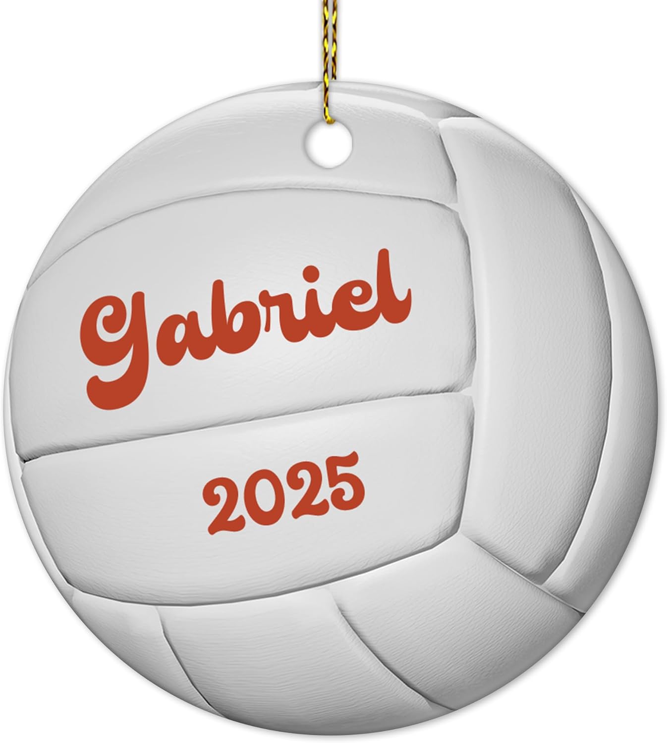 Volleyball Ball Texture Ceramic Circle Ornament – Personalized Christmas Gift for Volleyball Player, Team Parent or Coach, Sports Tree Decor