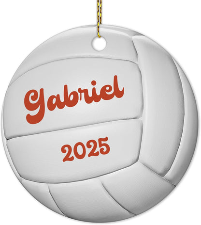 Volleyball Ball Texture Ceramic Circle Ornament – Personalized Christmas Gift for Volleyball Player, Team Parent or Coach, Sports Tree Decor