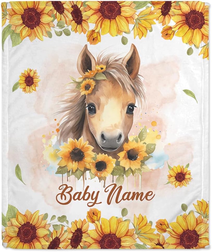 Horse Pattern Baby Blanket - Personalized Blanket