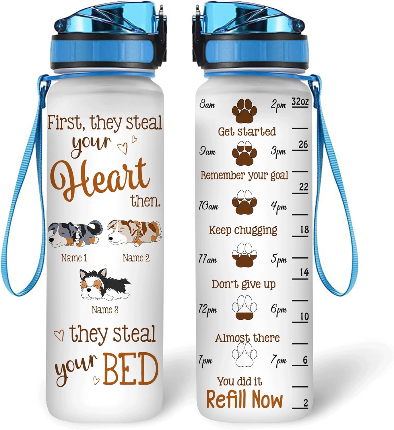 Sleeping Dog - Personalized Water Tracker Bottle 32oz