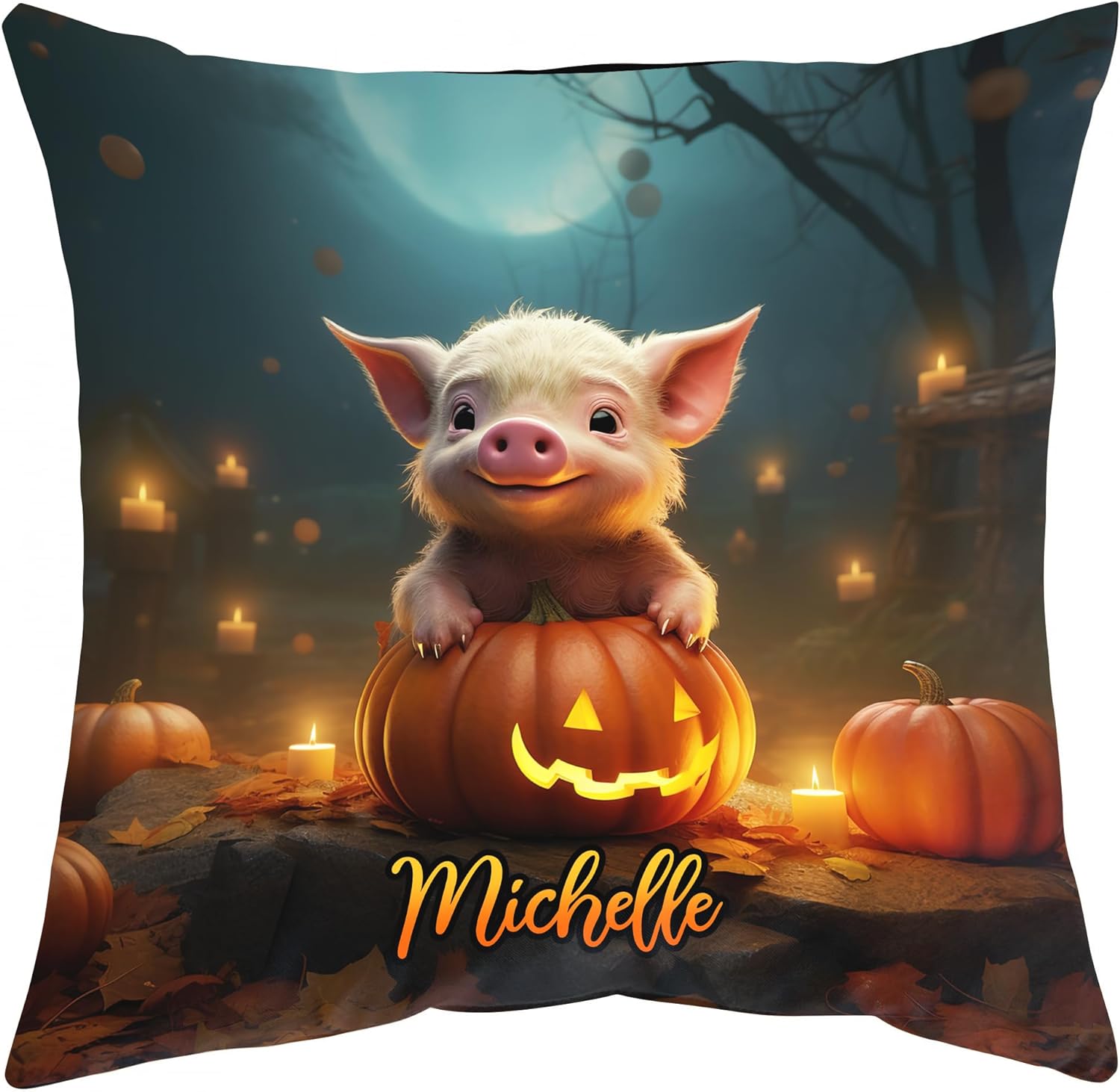 Pig Halloween Pattern - Personalized Pillow (Insert Included)