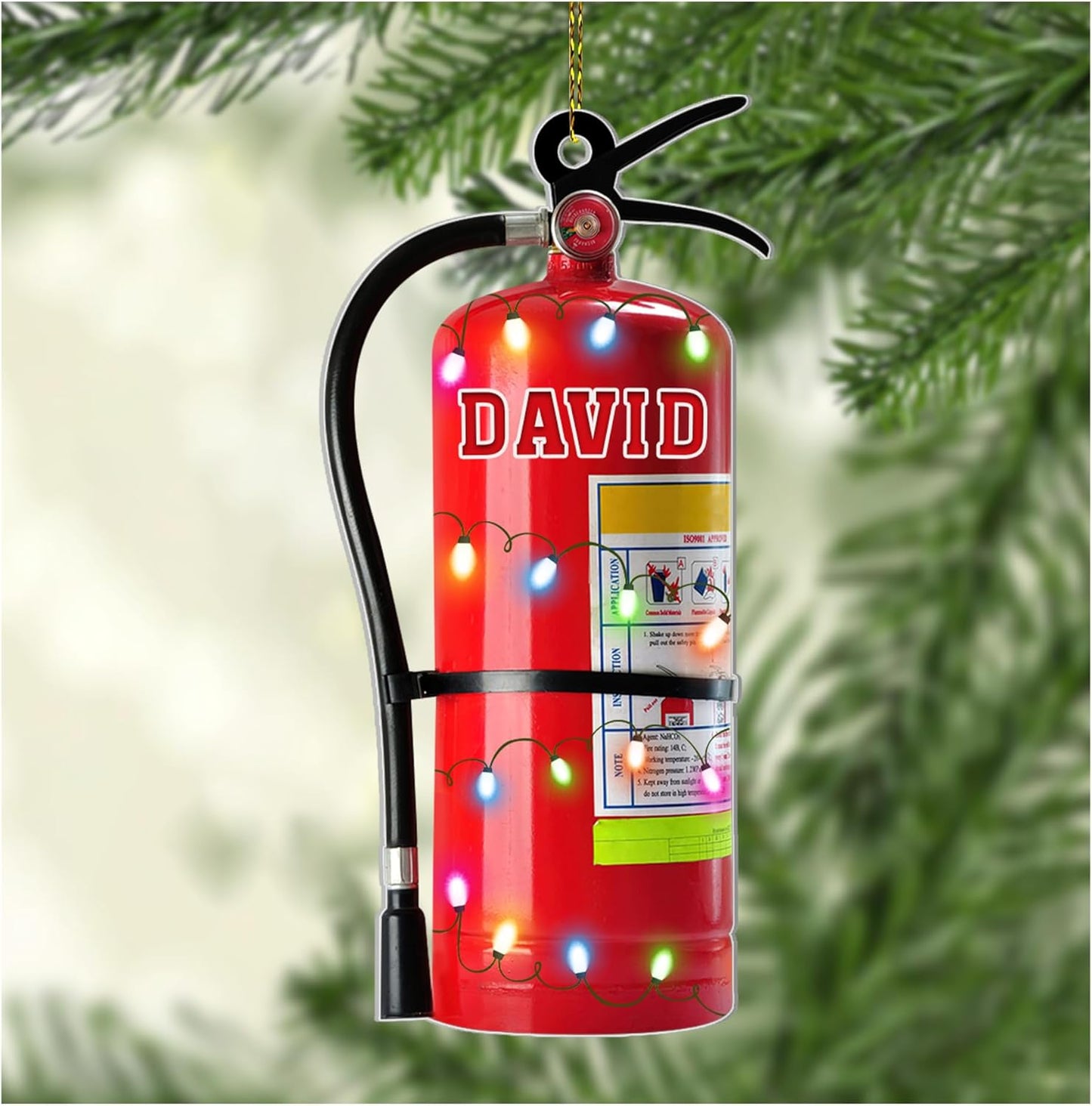 Fire Extinguisher Cut Acrylic Ornament – Personalized Christmas Gift for Firefighter, EMT, or Fire Department Member