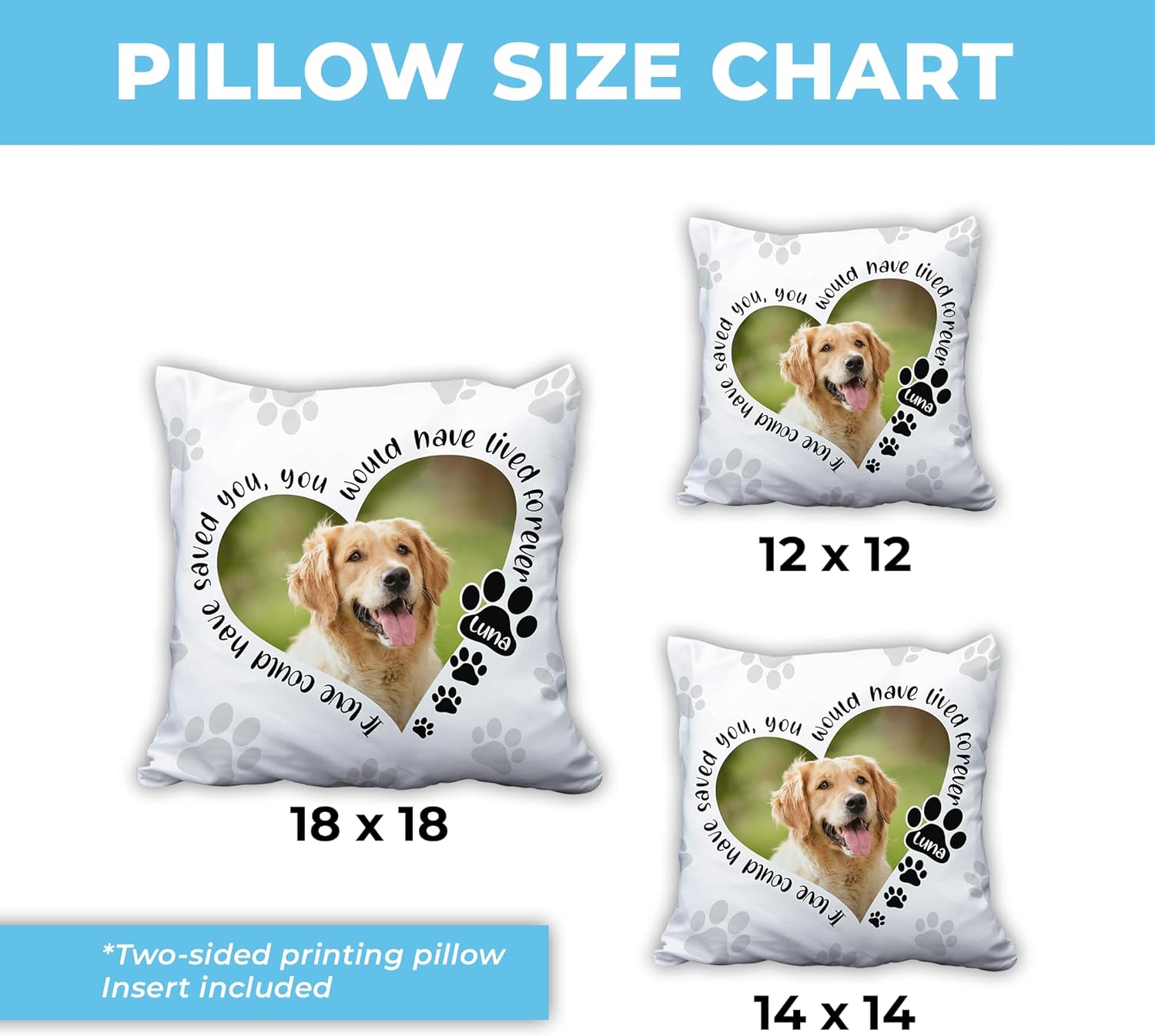 Dog's Footprint Pattern - Personalized Photo Pillow (Insert Included)