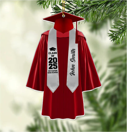 Graduation Gown Cut Acrylic Ornament – Personalized Christmas Gift for Graduate, Student, or Teacher