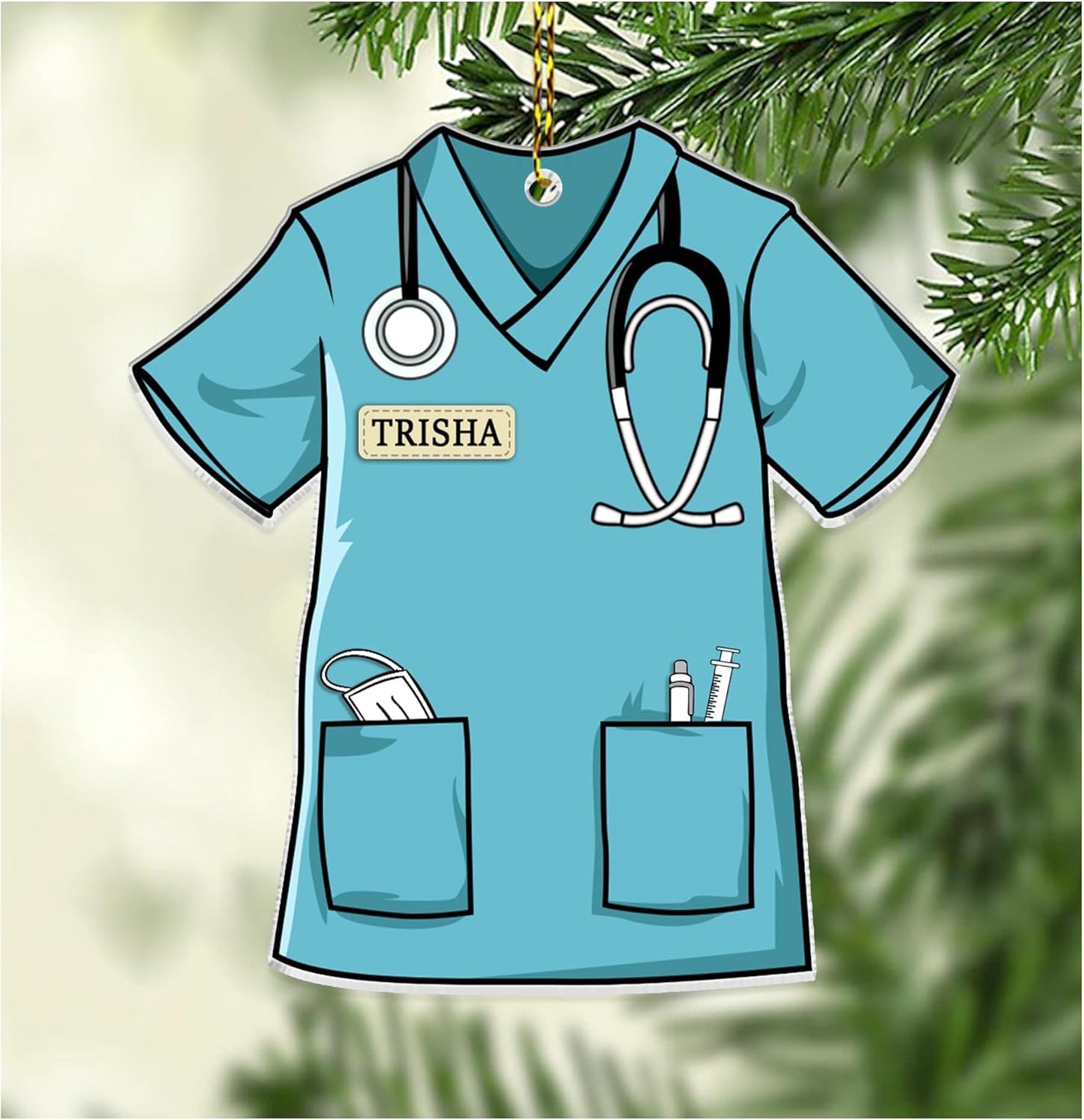 Nurse Scrub Cut Acrylic Ornament – Personalized Christmas Gift for RN, LPN, or Medical Professional