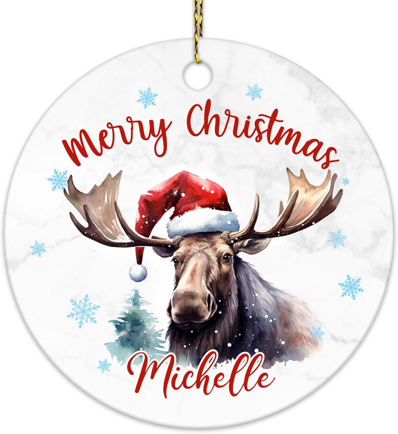 Moose Christmas Ceramic Ornament  Personalized Holiday Keepsake with Custom Name  Rustic Animal Lover Gift