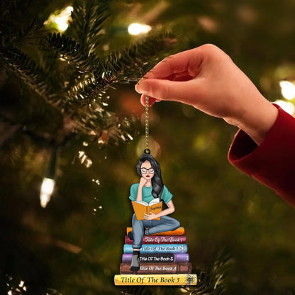 Customize Book's Title & Girl's Appearance - Personalized Acrylic Ornament