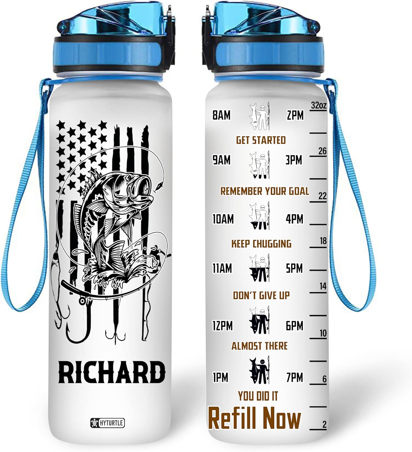 Fish Bait - Personalized Water Tracker Bottle 32oz