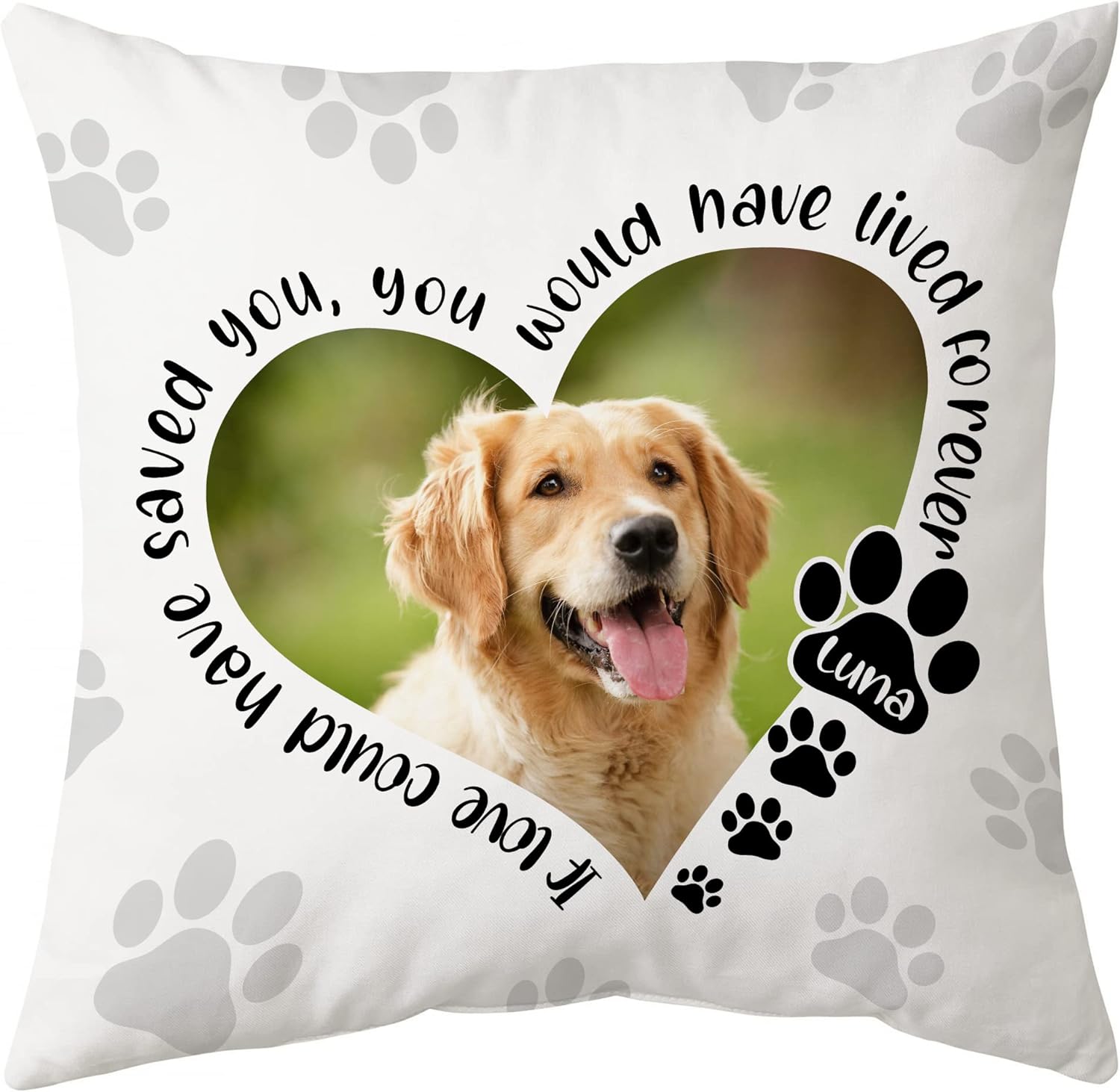 Dog's Footprint Pattern - Personalized Photo Pillow (Insert Included)