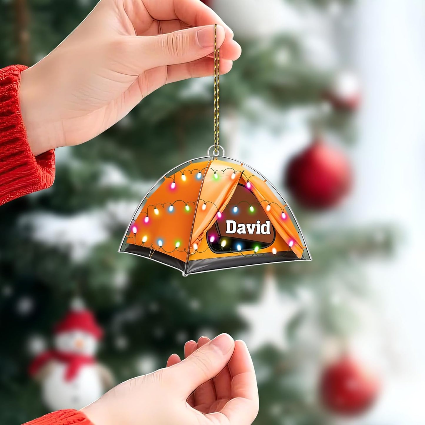 Camping Tent Personalized Acrylic Ornament – Custom Outdoor Keepsake – Unique Christmas Gift for Campers, Travelers, and Adventure Lovers