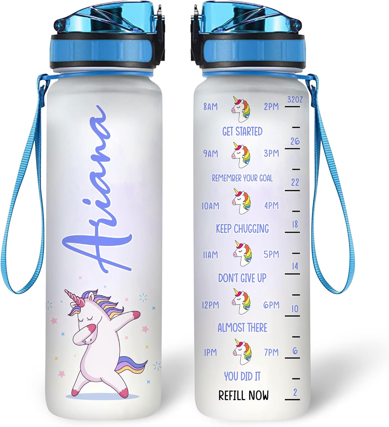 Unicorn Bottle - Personalized Water Tracker Bottle 32oz