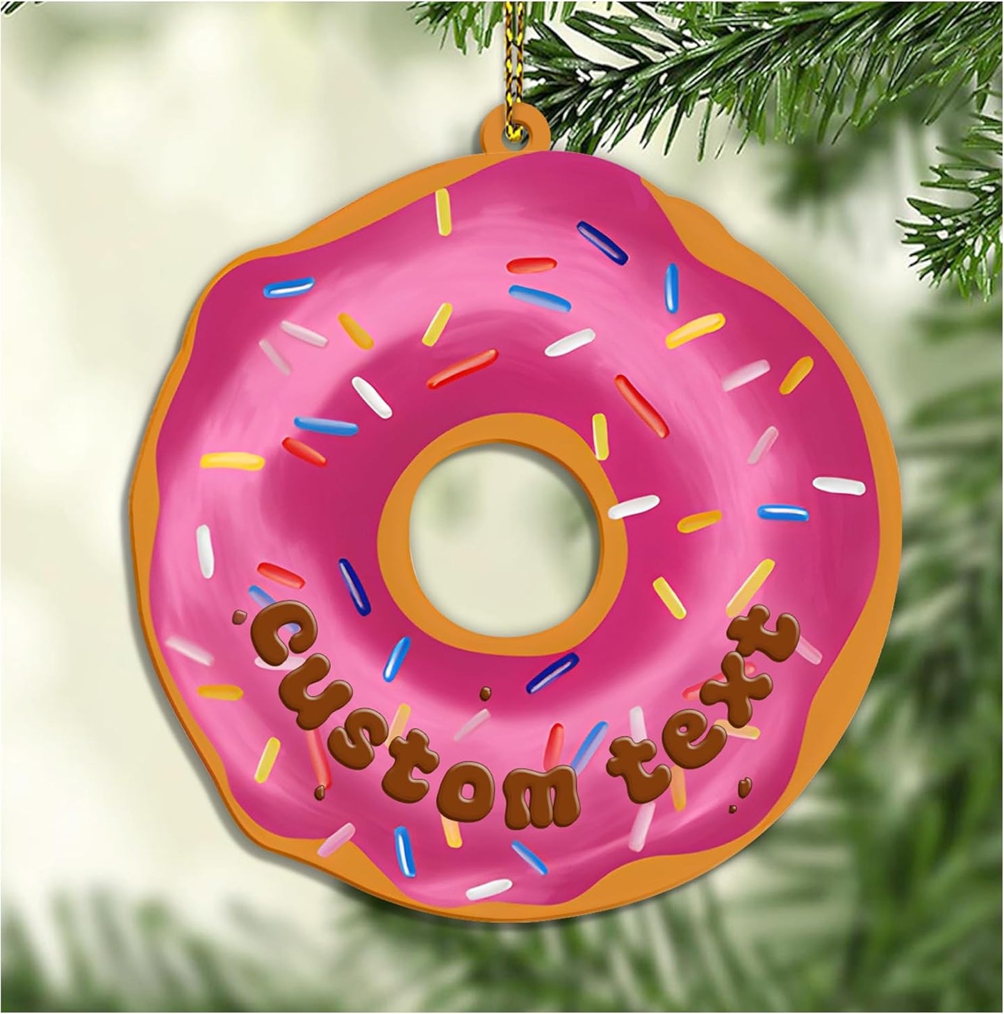 Personalized Donut Wood Ornament – Cute Christmas Gift for Donut Lover, Foodie, or Sweet Tooth Friend