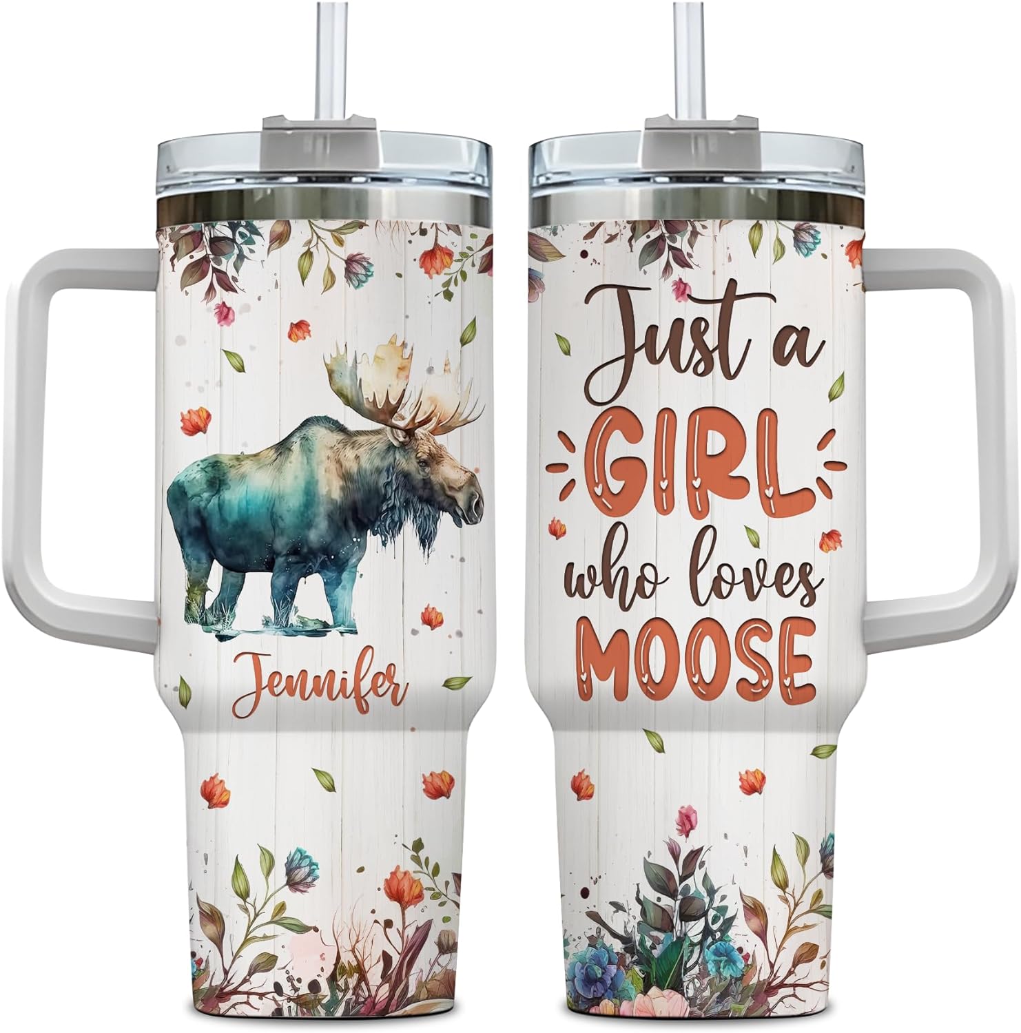 Just a Girl Who Loves Moose  - Personalized Tumbler 40oz with Straw