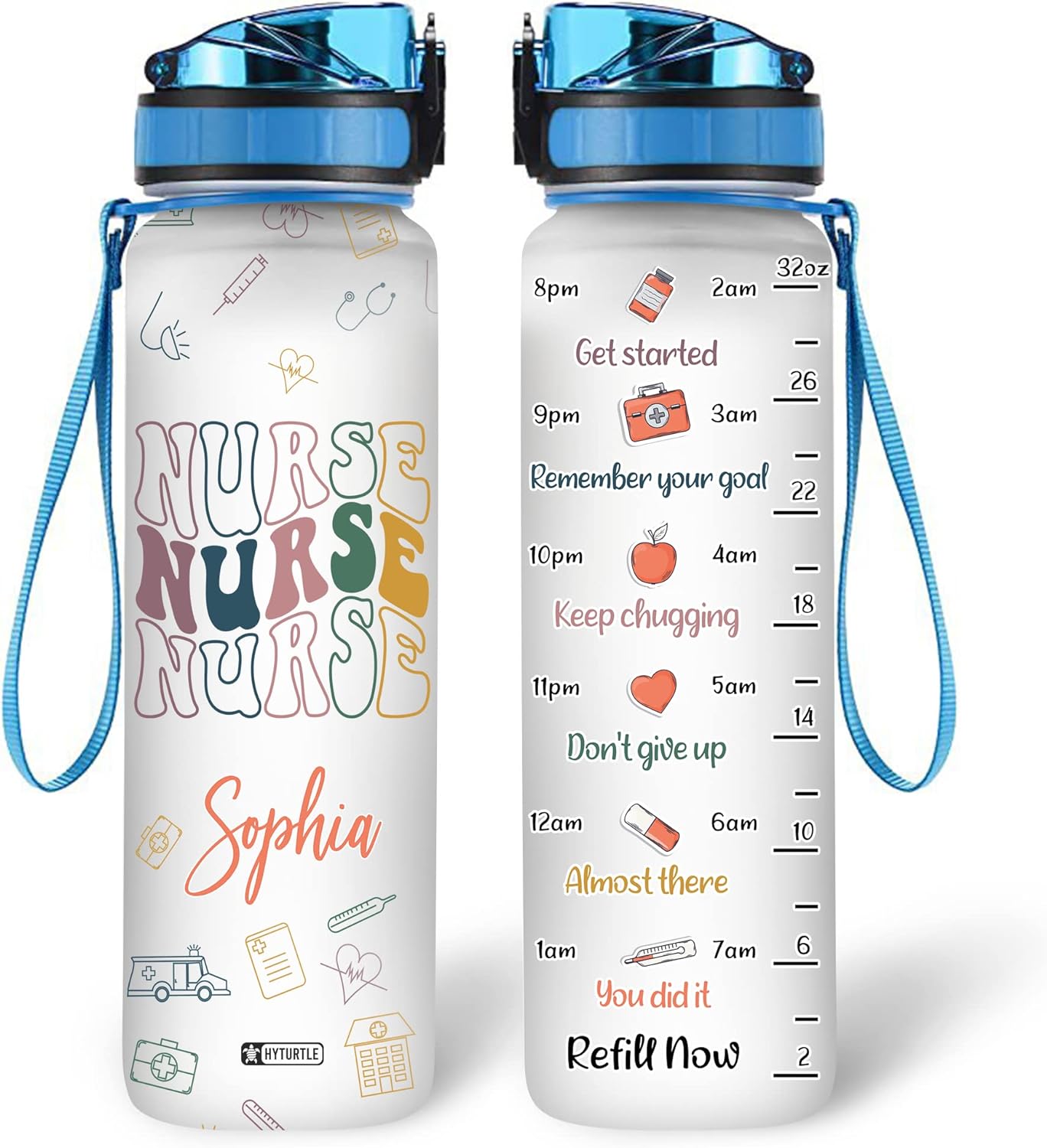 Nurse Theme - Water Tracker Bottle 32oz