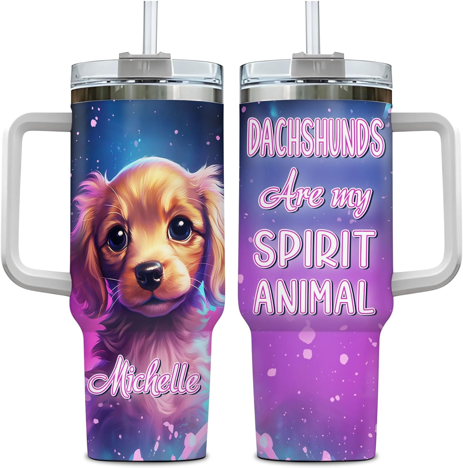 Dachshund Are My Spirit Animal - Personalized Tumbler 40oz with Straw