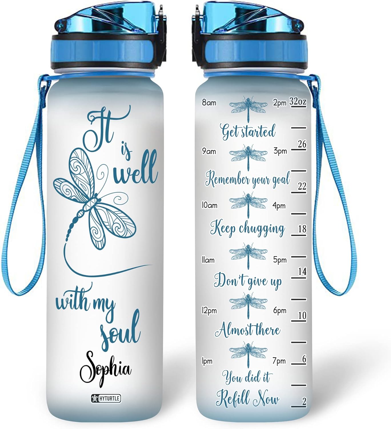 It Is Well With My Soul - Personalized Water Tracker Bottle 32oz