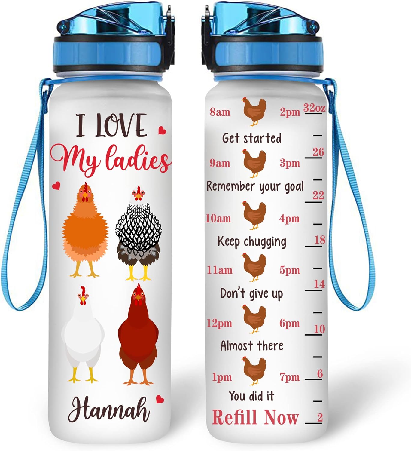 I Love My Ladies - Personalized Water Tracker Bottle 32oz