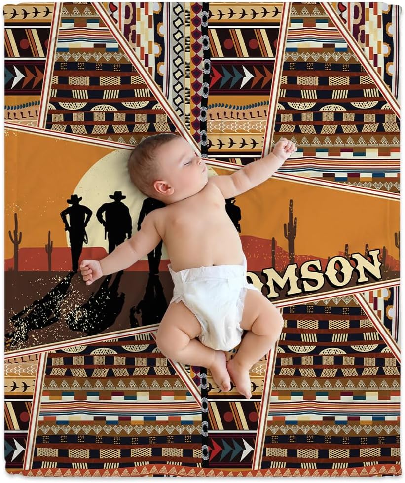 Wild West Cowboy Baby Blanket - Personalized Blanket