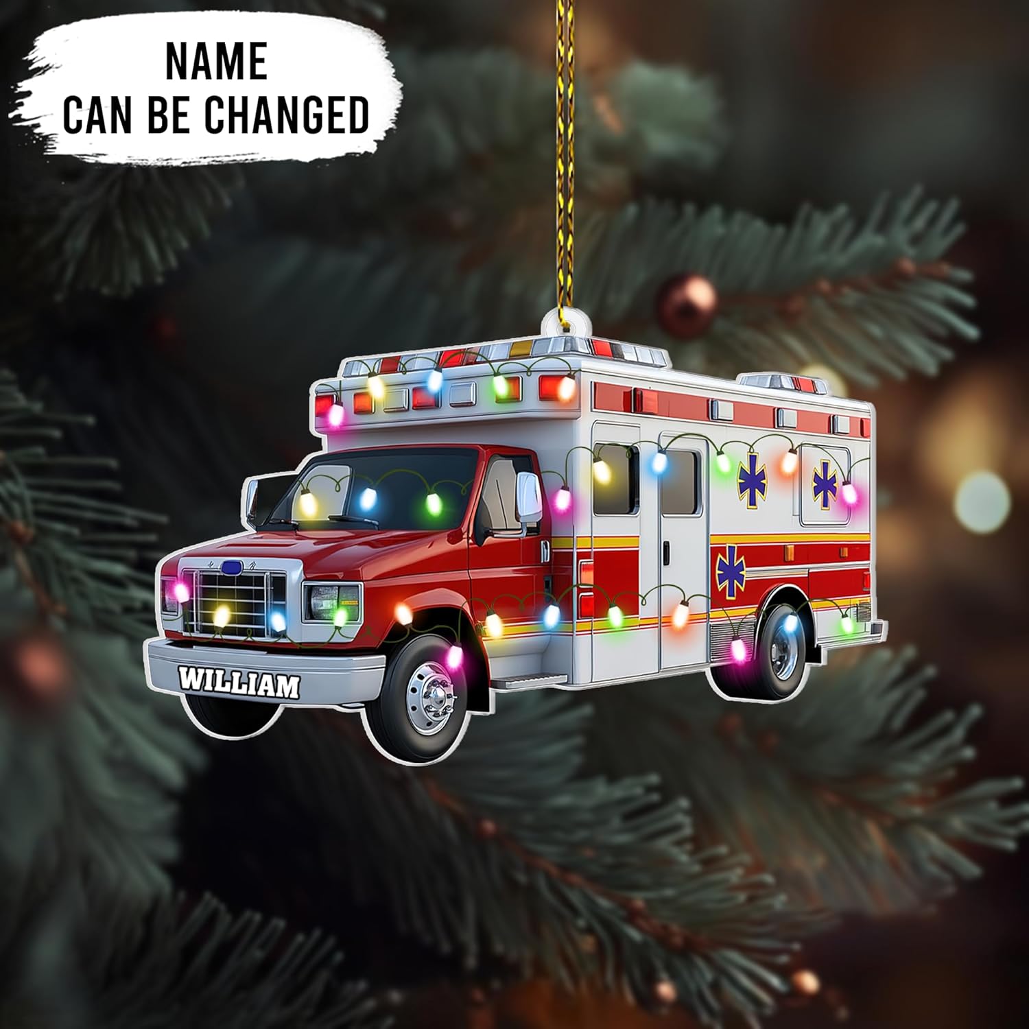 Ambulance Cut Acrylic Ornament – Personalized Christmas Gift for EMT, Paramedic, or First Responder