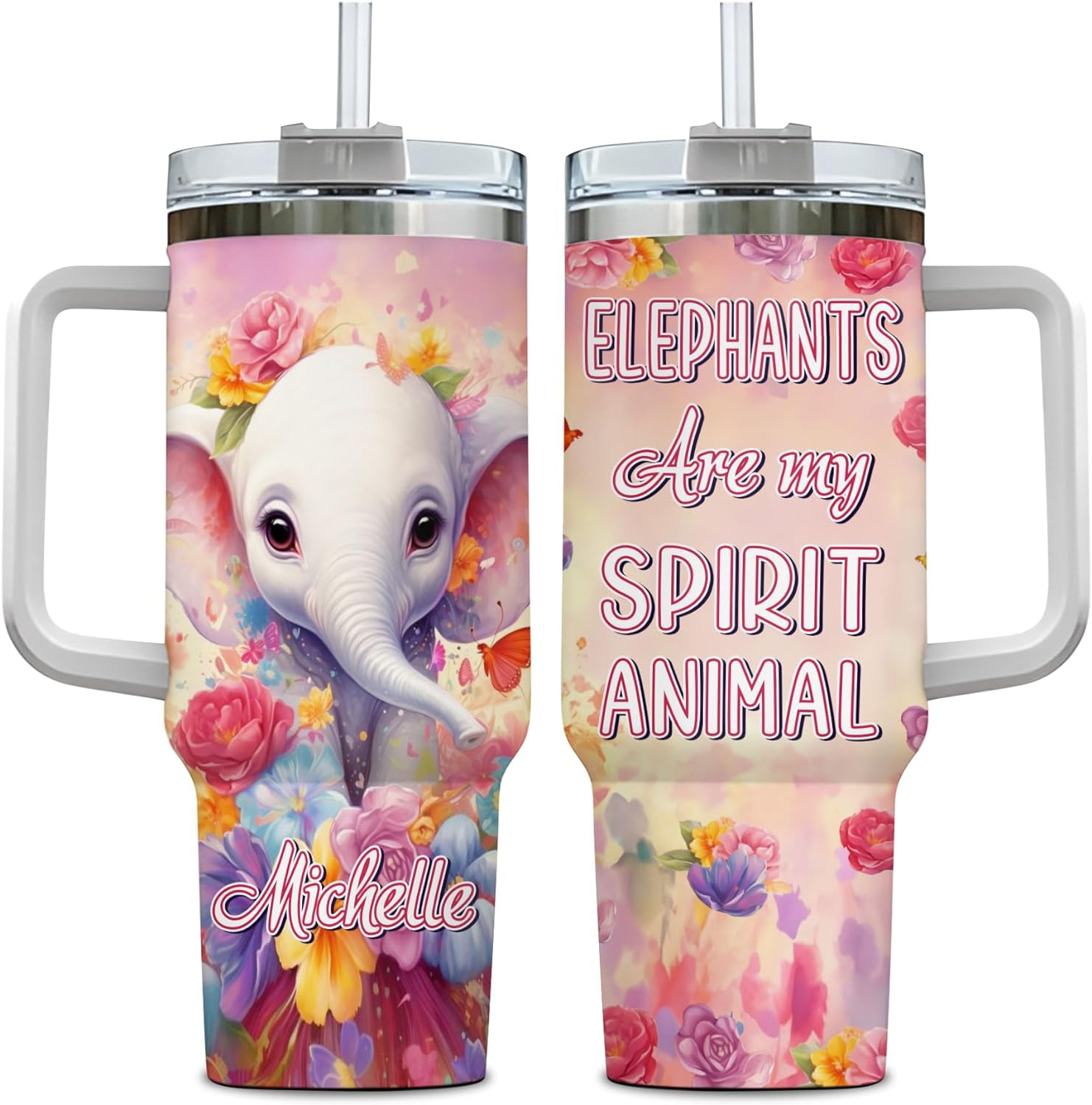 Elephant Are My Spirit Animal -Personalized Tumbler 40oz with Straw