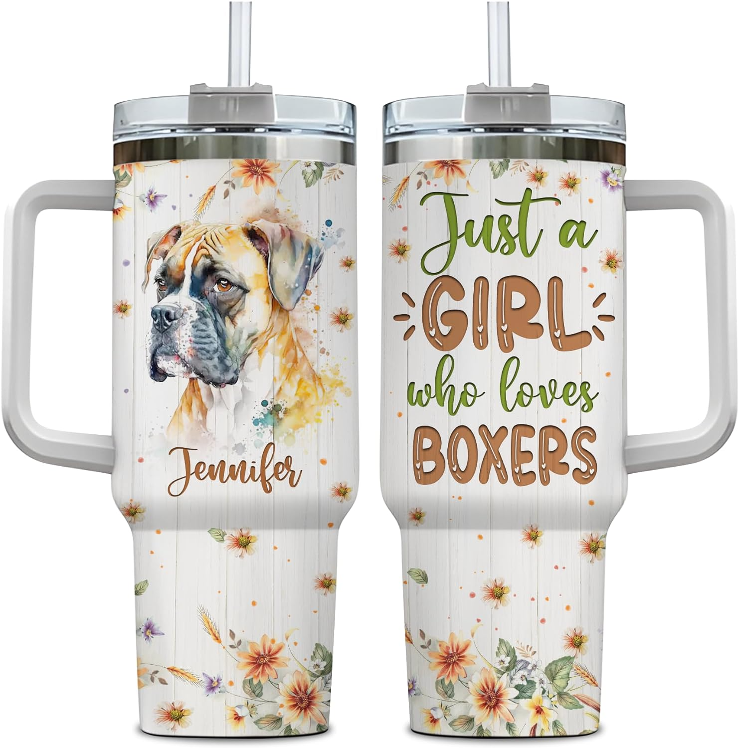 Just a Girl Who Loves Boxer - Personalized Tumbler 40oz with Straw