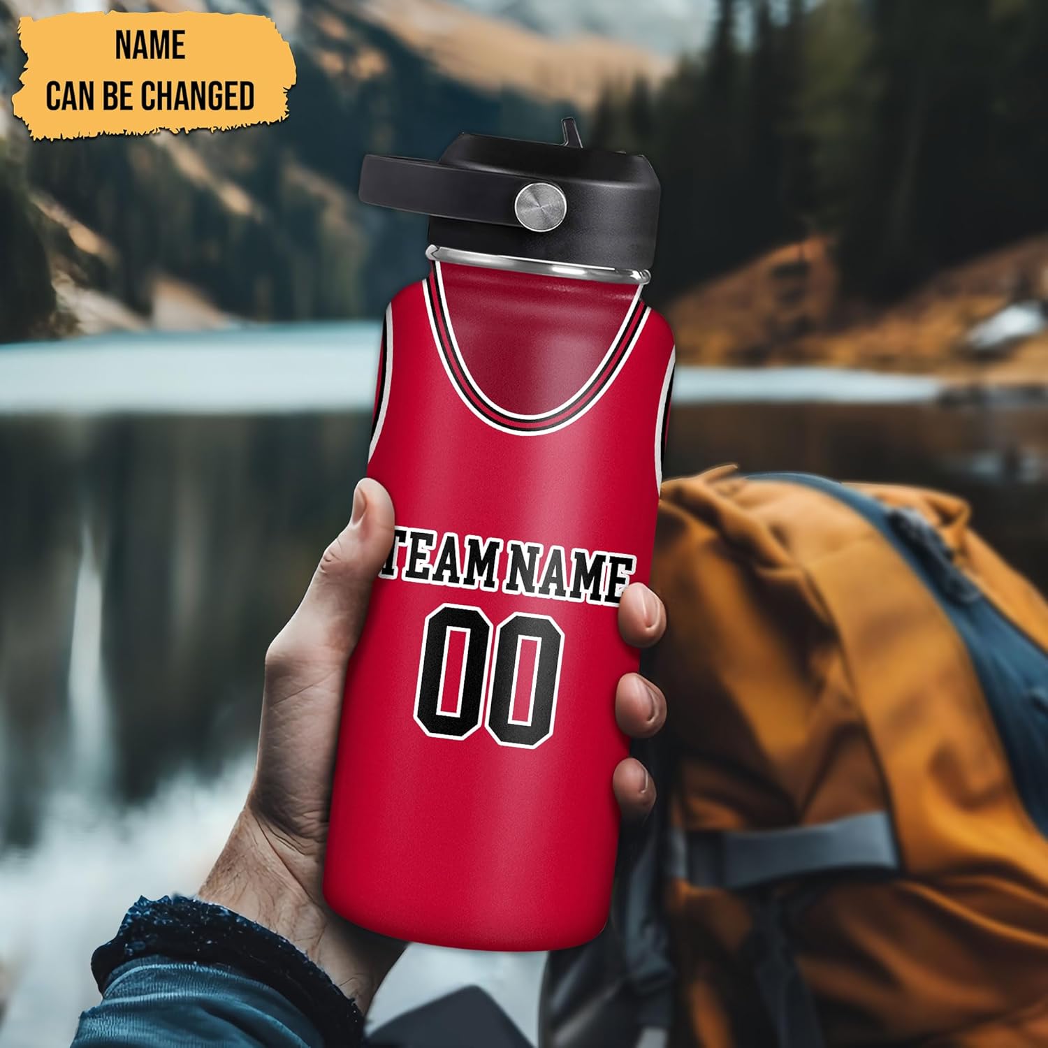 Basketball Jersey Custom Name & Number Water Bottle 32oz – Personalized Stainless Steel Insulated Bottle with Leak-Proof Lid – Sporty Gift for Basketball Fans & Players