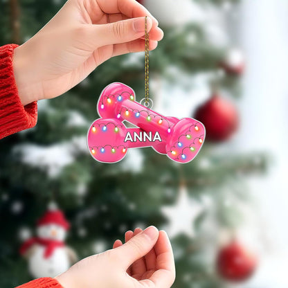 Pink Dumbbell Cut Acrylic Ornament – Personalized Christmas Gift for Gym Lover, Trainer, or Athlete