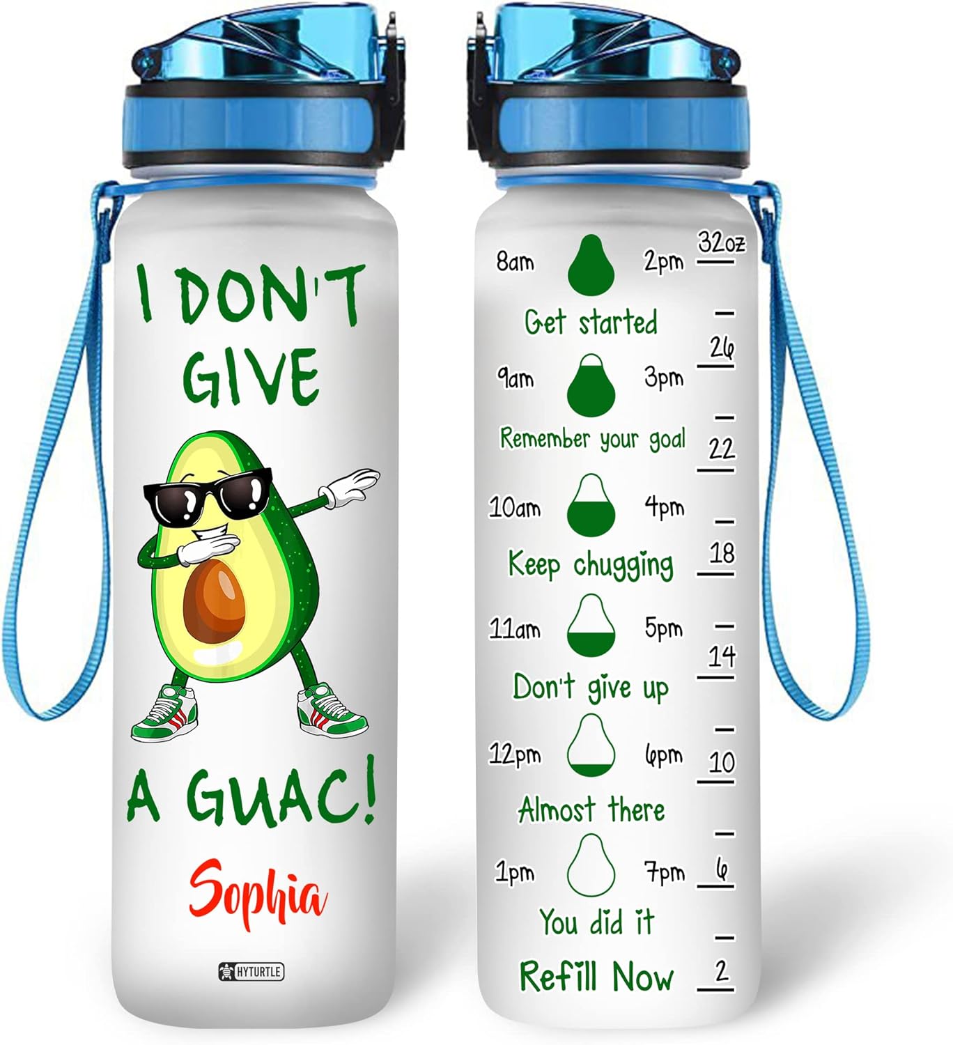 I Don't Give A Guac - Personalized Water Tracker Bottle 32oz