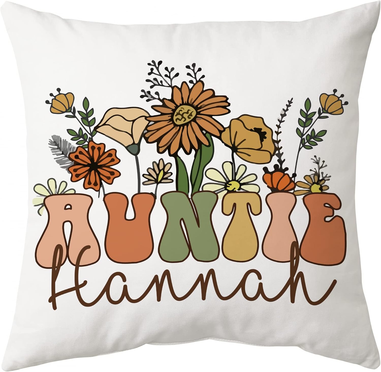 Aunt Floral Pattern - Personalized Pillow (Insert Included)