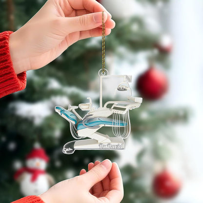 Dentist Chair Personalized Acrylic Ornament – Custom Dental Keepsake – Fun Christmas Gift for Hygienists, Dentists, and Dental Students