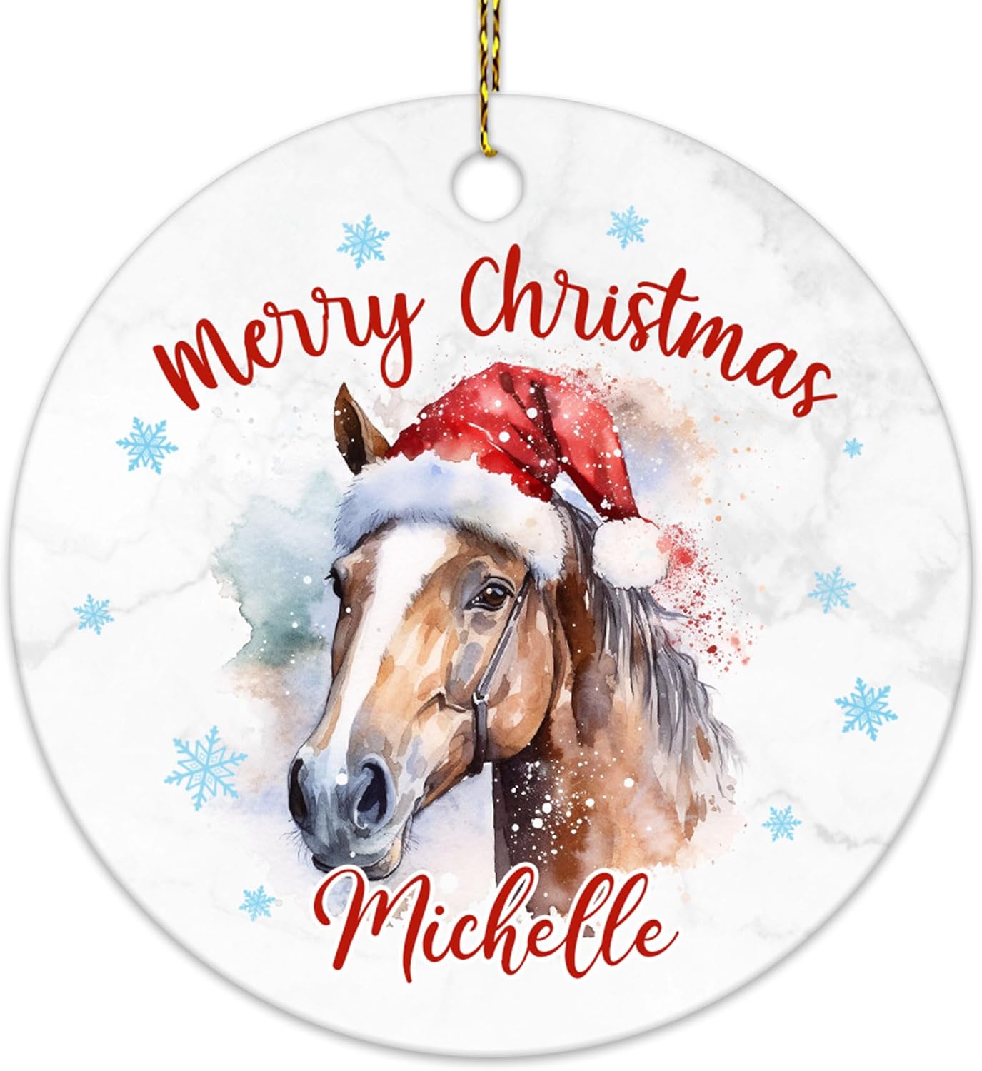 Horse Christmas Ceramic Ornament  Personalized Animal Lover Tree Accent  Unique Holiday Gift Keepsake for Women Kids
