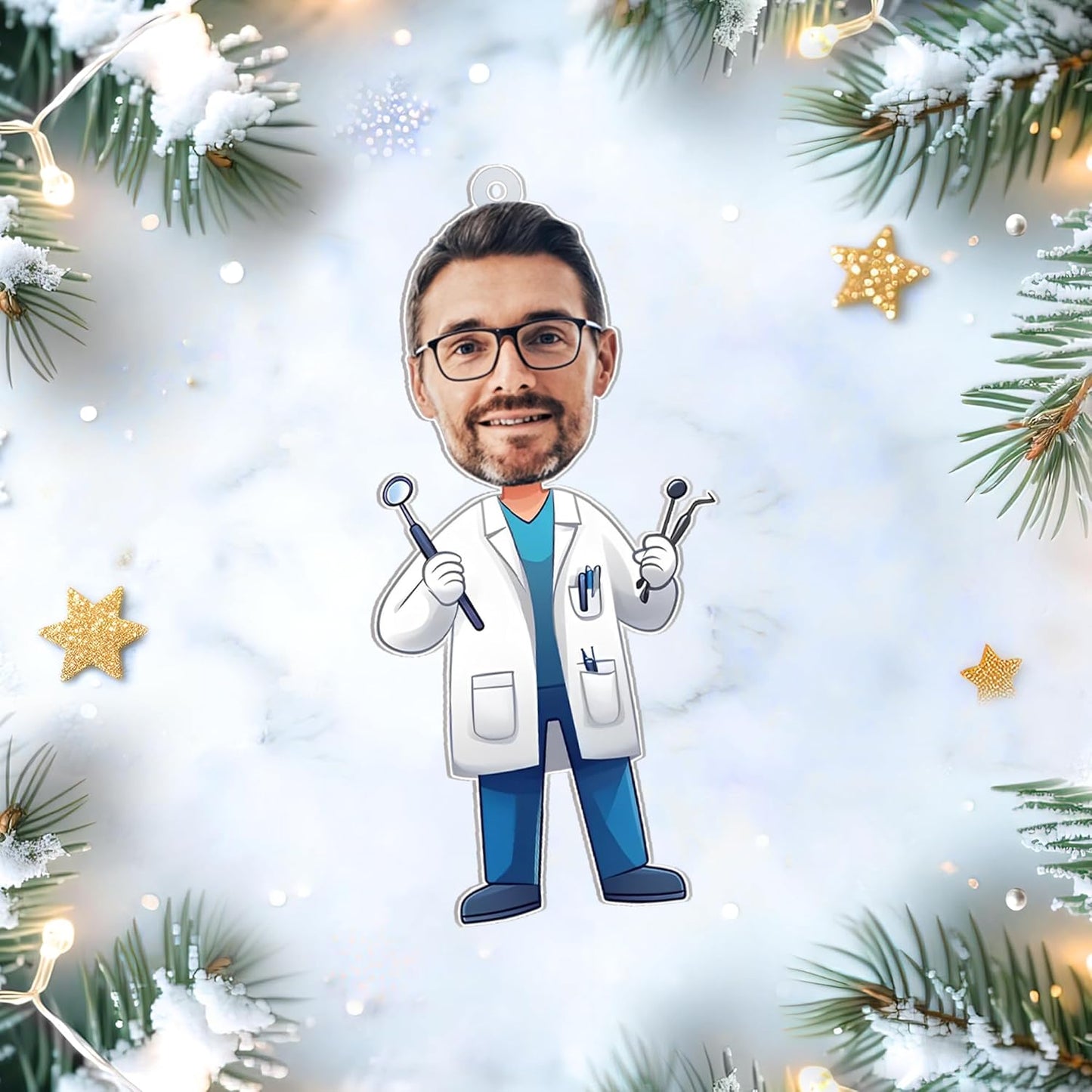 Funny Dentist Tooth Cut Acrylic Ornament – Personalized Christmas Gift for Dental Hygienist, Doctor, or Assistant – Unique Tree Keepsake