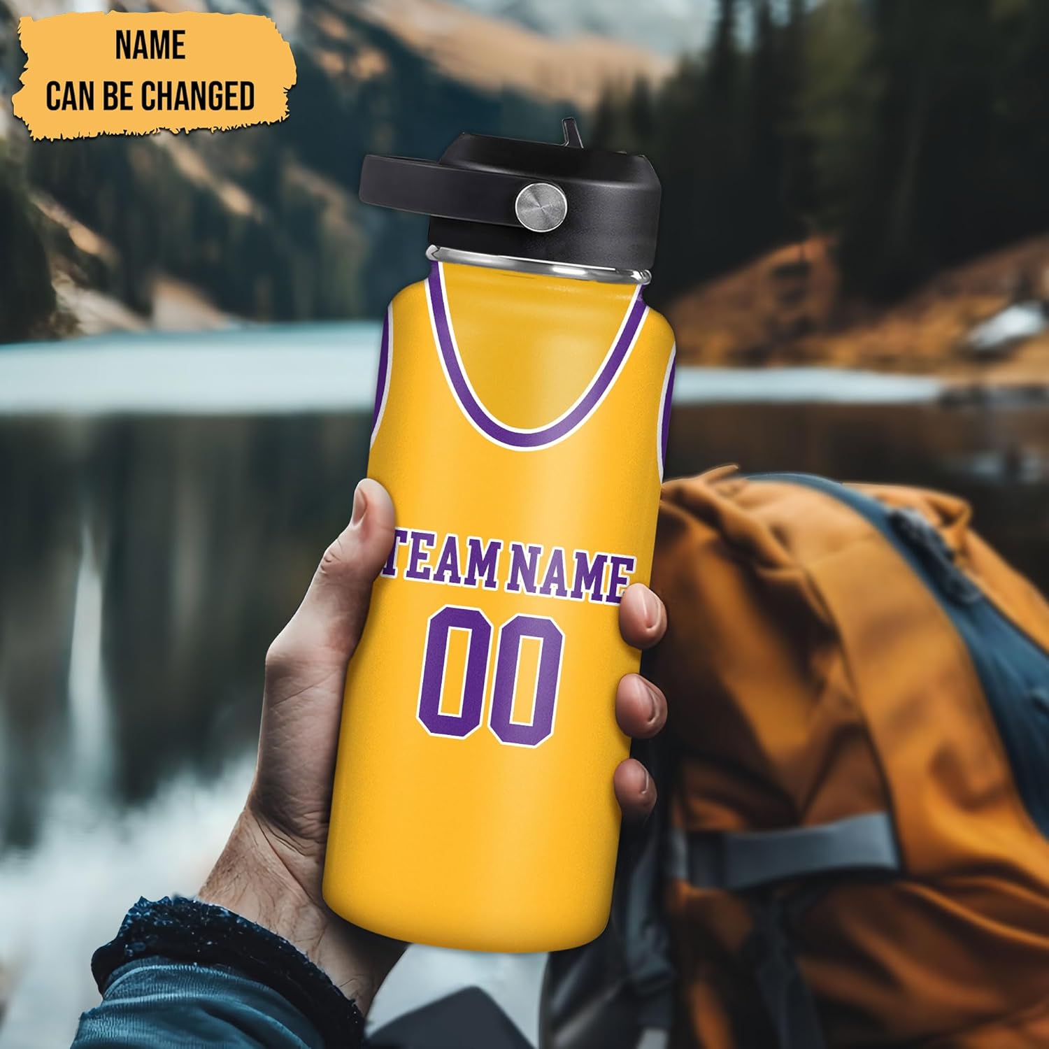 Basketball Jersey Custom Name & Number Water Bottle 32oz – Personalized Stainless Steel Insulated Bottle with Leak-Proof Lid – Sporty Gift for Basketball Fans & Players