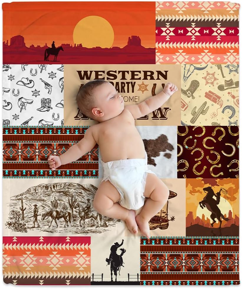 Wild West Cowboy Baby Blanket - Personalized Blanket