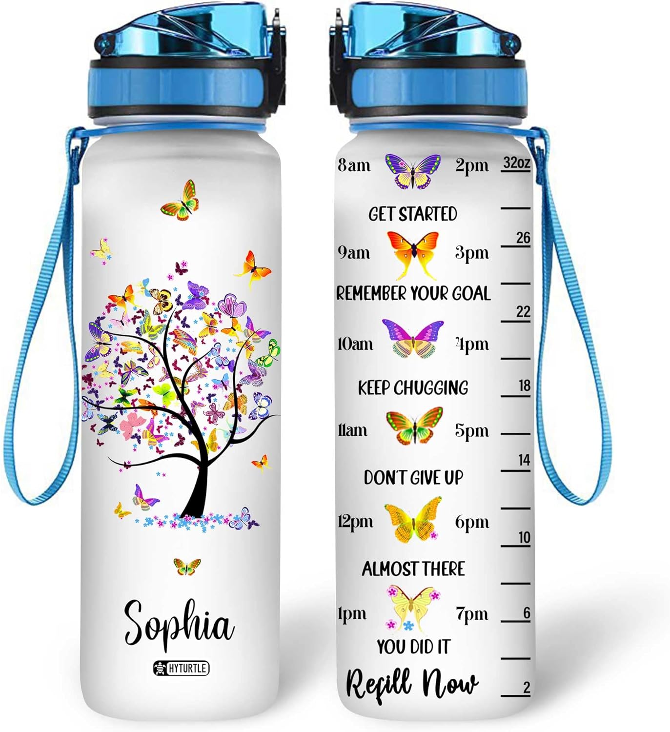 Butterfly Tree - Personalized Water Tracker Bottle 32oz