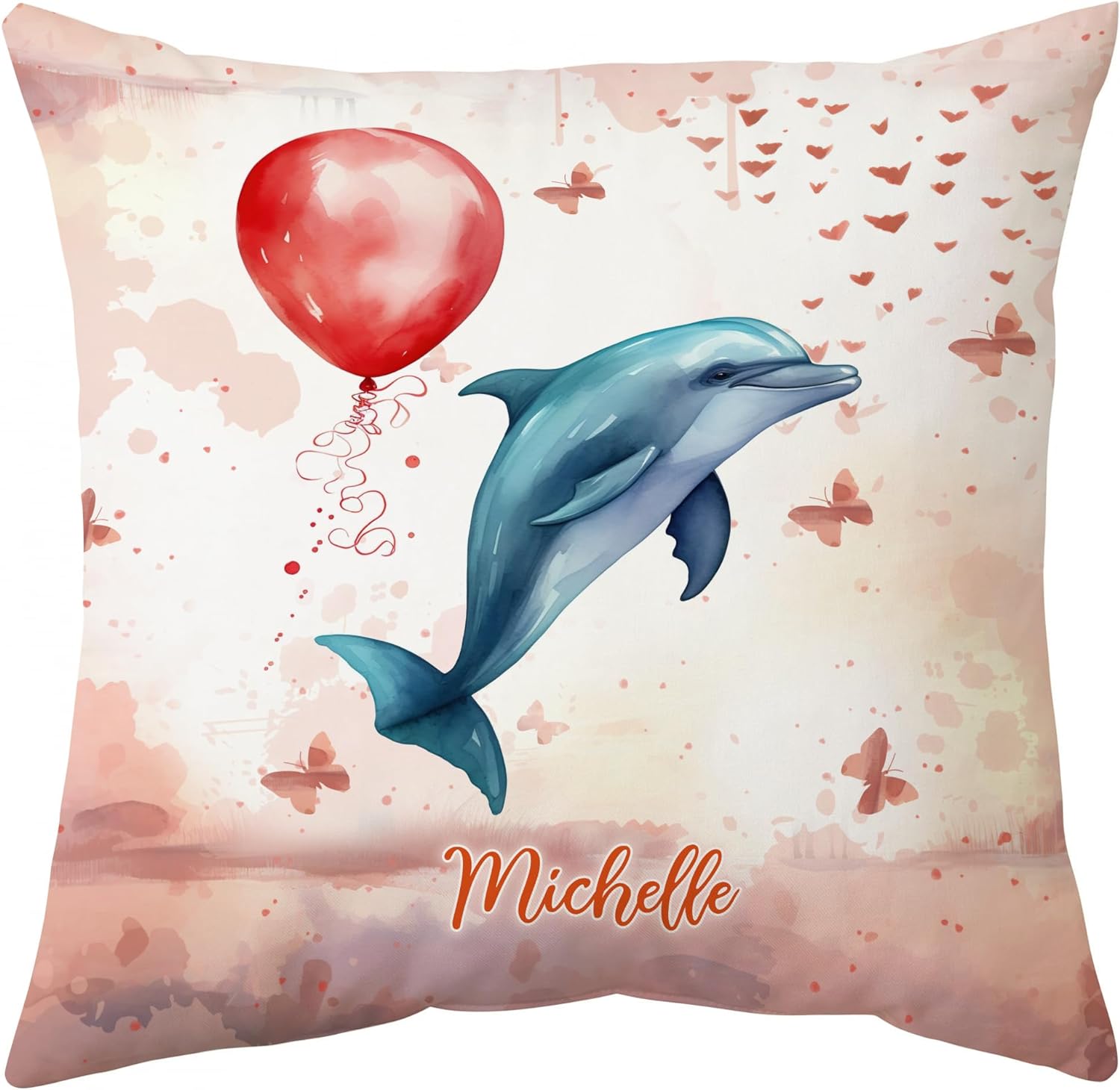 Dolphin Valentine Pattern - Personalized Pillow (Insert Included)