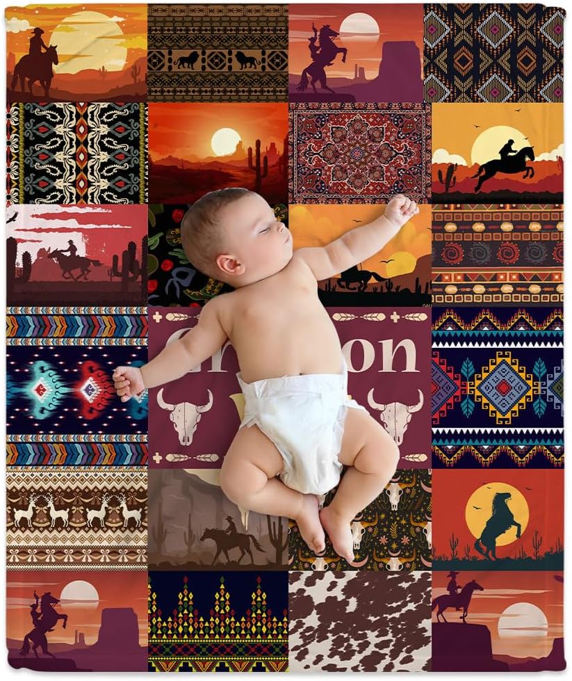 Wild West Cowboy Baby Blanket - Personalized Blanket