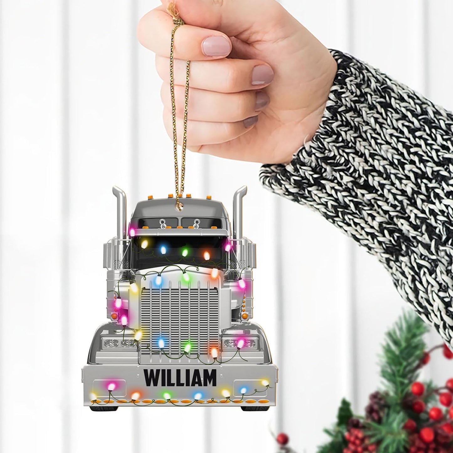 Grey Truck, Truck Driver - Personalized Acrylic Ornament